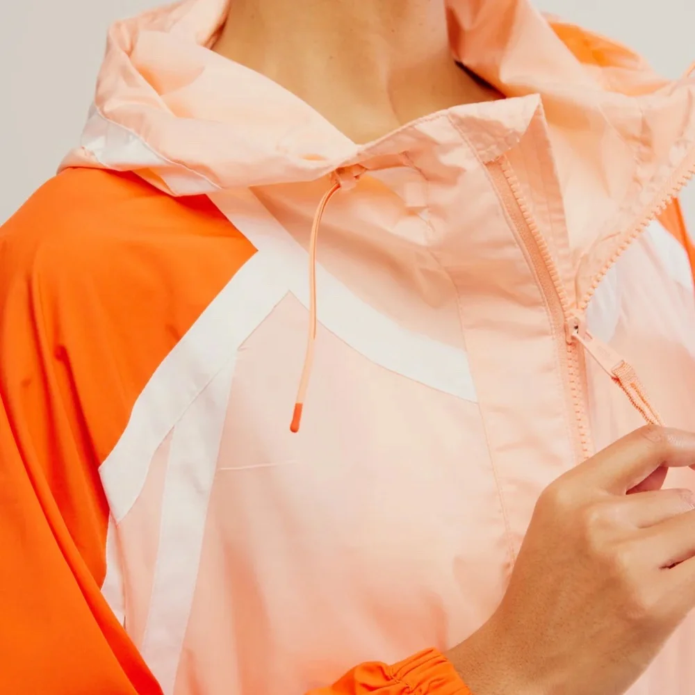 Free People NWOT Like the Wind Color-block Jacket in Peach-Orange - Picture 4 of 9